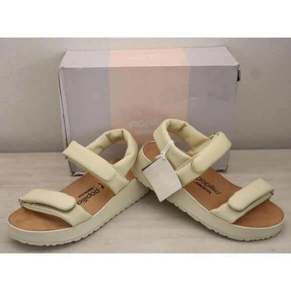 Papillio x Birkenstock Women's EUR 39 US 8 Ecru Leather Theda Wedge Sandals - Picture 1 of 13